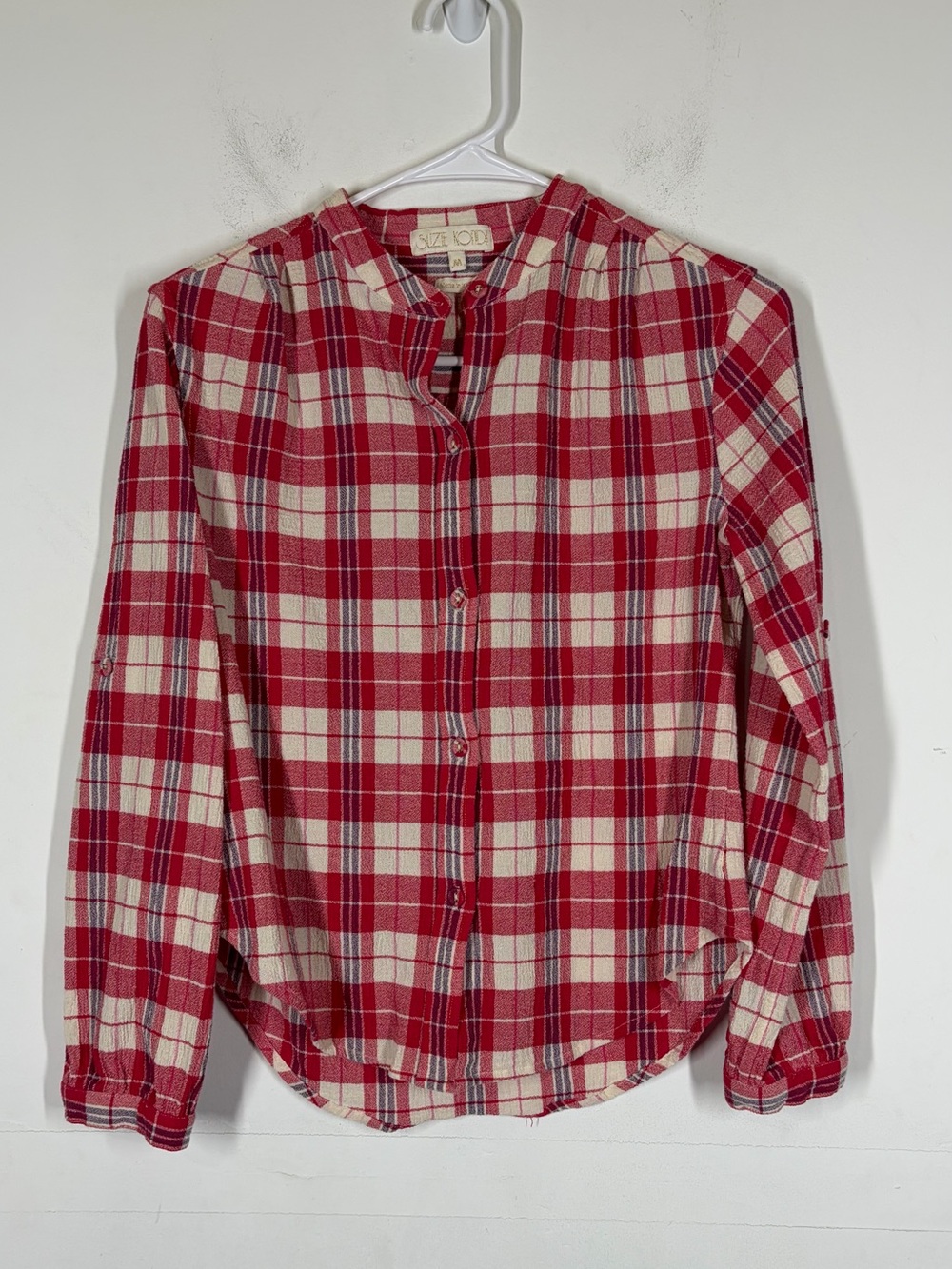 Suzie Kondi Koubi Button Up Plaid Gauze Blouse Size Medium - Picture 4 of 12